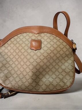 Celine Tan & Cream Signature Monogram Crossbody